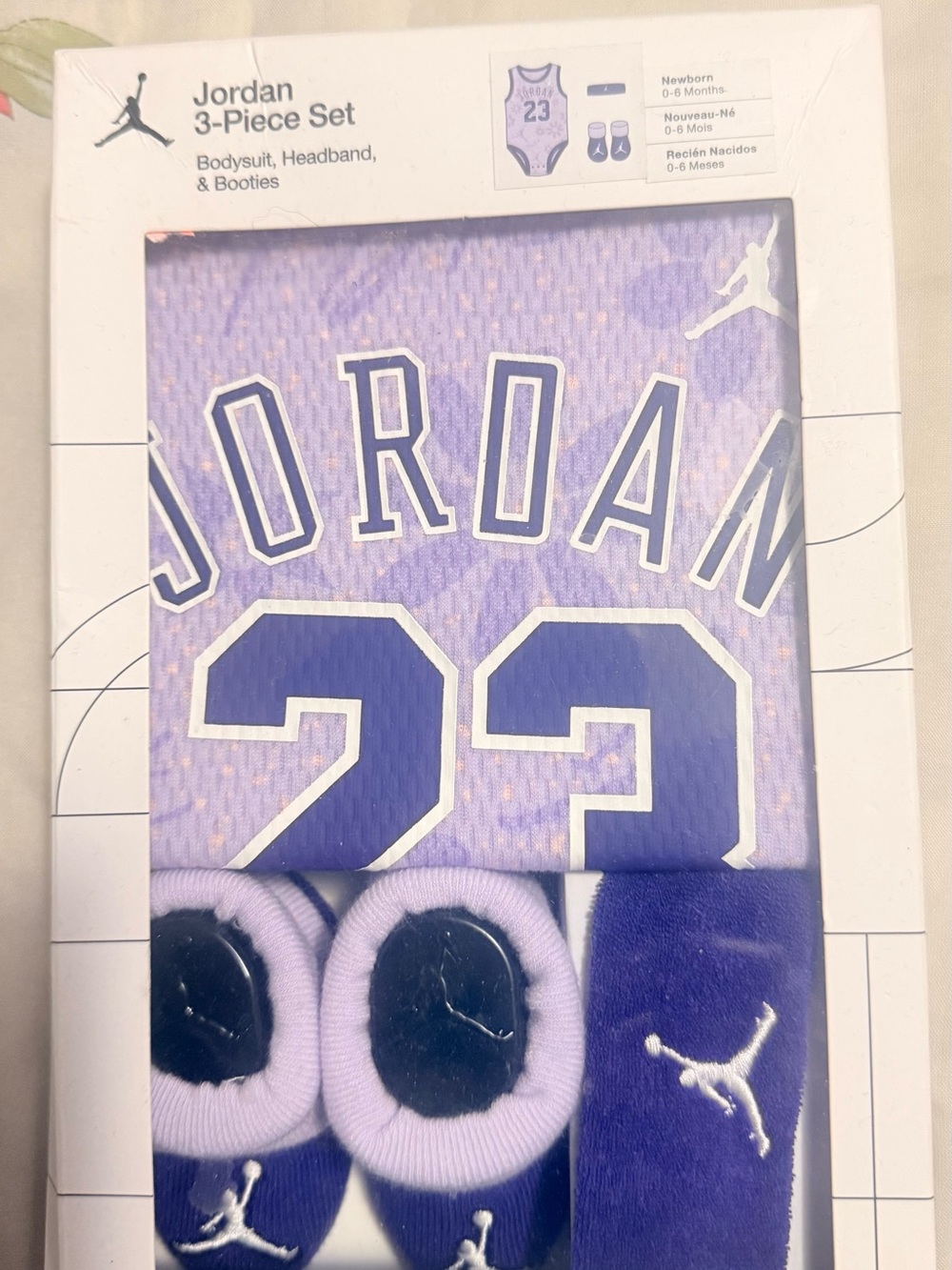Jordan Lavender 3-Piece Baby Pajama Set with 23 Detail
